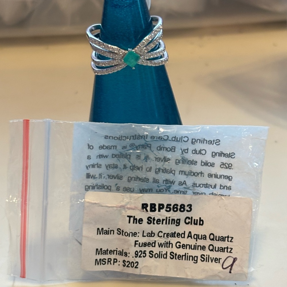 Sterling Silver Ring with Aqua Quartz